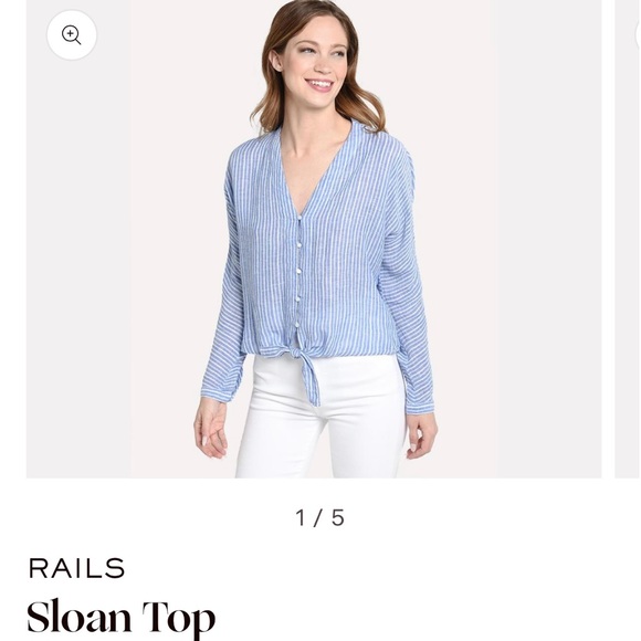 Rails Sloan Azure Blue and White Striped Button-Up Women's Top, Small - Picture 7 of 9